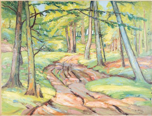 Hjalmar Larsson, Forest Path, 1938, Oil on Panel-GPP-1277939