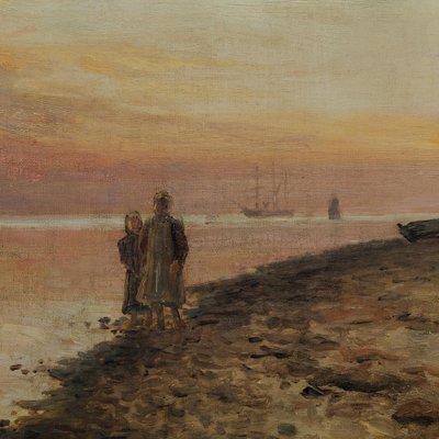 Holger Peter Svane Lübbers, Couple on the Sea Beach, 1908, Oil on Canvas-GCQ-2036520