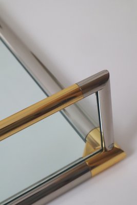 Hollywood Illuminated Bathroom Mirror with Glass Shelf in Silver and Gold, 1980s-ESB-2035590