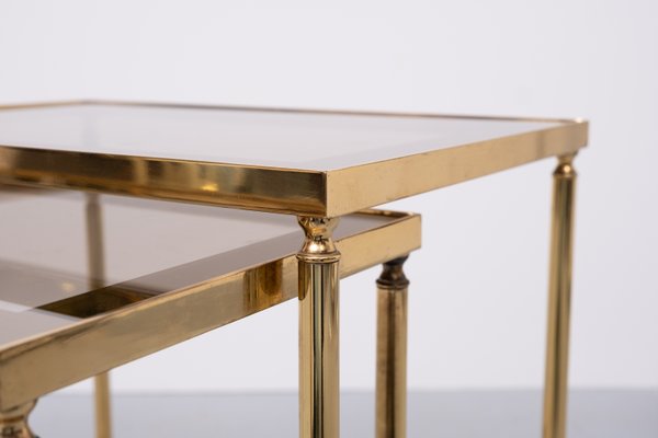 Hollywood Recency Brass Side Tables, France, 1970s, Set of 2-GCG-2032446