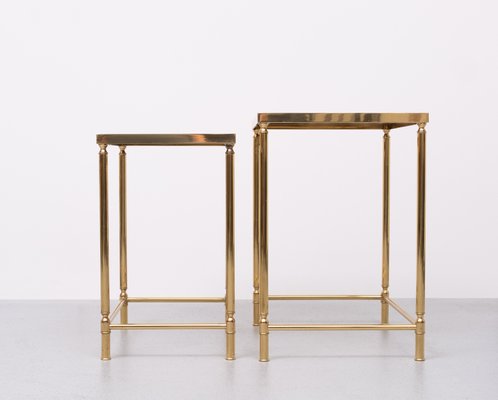 Hollywood Recency Brass Side Tables, France, 1970s, Set of 2-GCG-2032446