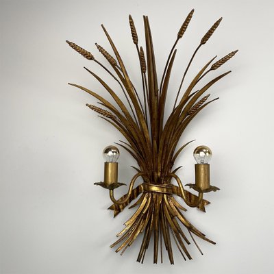 Hollywood Regency 2-Flame Wall Light with Wheat Ears, 1970s-VQG-1792342