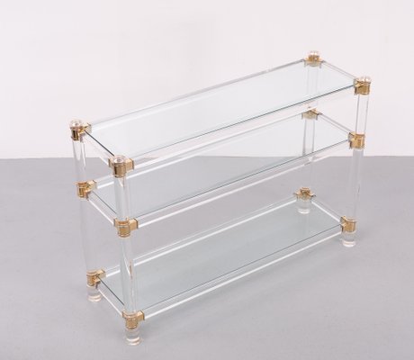 Hollywood Regency Acrylic Glass Console Table and Mirror, France, 1972, Set of 2-GCG-1752387