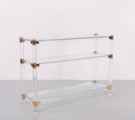 Hollywood Regency Acrylic Glass Console Table and Mirror, France, 1972, Set of 2-GCG-1752387