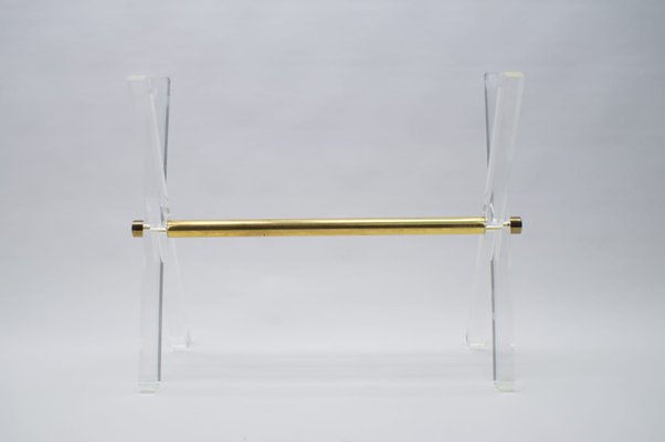 Hollywood Regency Acrylic Glass, Glass, and Brass Console Table, 1960s-KQB-673127