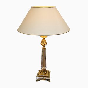 Hollywood Regency Acrylic Glass Table Lamp with Golden Elements-EZZ-704391