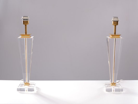 Hollywood Regency Acrylic Glass Table Lamps, France, 1970s, Set of 2-GCG-1372015