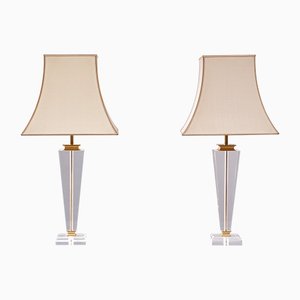 Hollywood Regency Acrylic Glass Table Lamps, France, 1970s, Set of 2-GCG-1372015