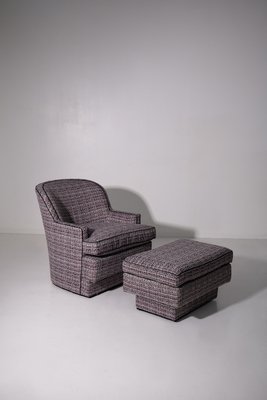 Hollywood Regency Armchair and Ottoman Set, 1960s, Set of 2-RCE-2027728