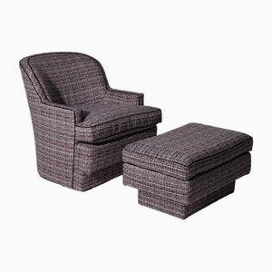 Hollywood Regency Armchair and Ottoman Set, 1960s, Set of 2-RCE-2027728