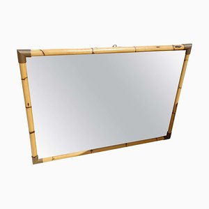 Hollywood Regency Bamboo and Brass Wall Mirror, 1970s-KGD-941017