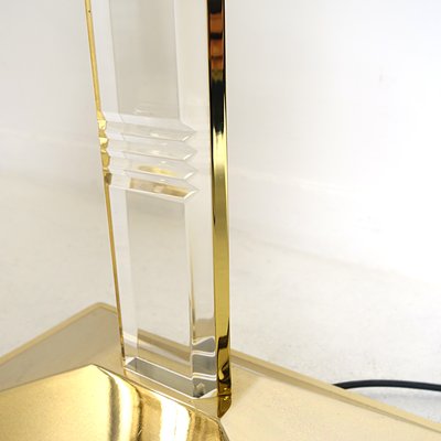 Hollywood Regency Brass and Acrylic Glass Floor Lamp-RY-716525