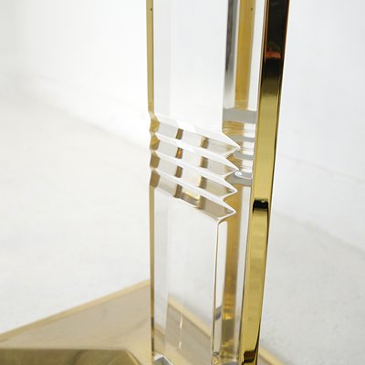 Hollywood Regency Brass and Acrylic Glass Floor Lamp-RY-716525