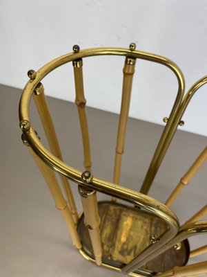 Hollywood Regency Brass and Bamboo Umbrella Stand, Austria, 1950s-QZ-1410376