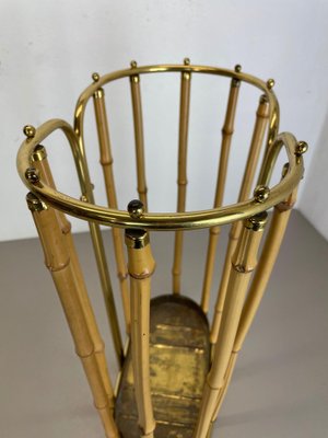 Hollywood Regency Brass and Bamboo Umbrella Stand, Austria, 1950s-QZ-1410376