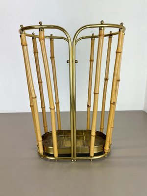 Hollywood Regency Brass and Bamboo Umbrella Stand, Austria, 1950s-QZ-1410376