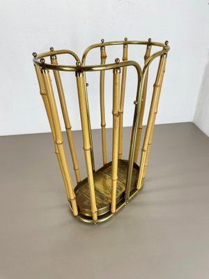 Hollywood Regency Brass and Bamboo Umbrella Stand, Austria, 1950s-QZ-1410376