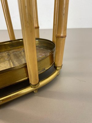 Hollywood Regency Brass and Bamboo Umbrella Stand, Austria, 1950s-QZ-1410376