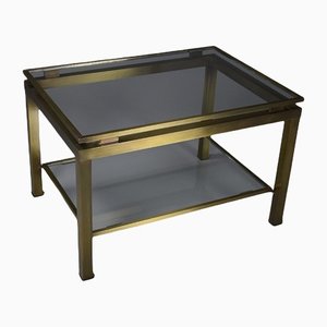 Hollywood Regency Brass and Glass Coffee Side Table from Maison Jansen-IEI-1167525