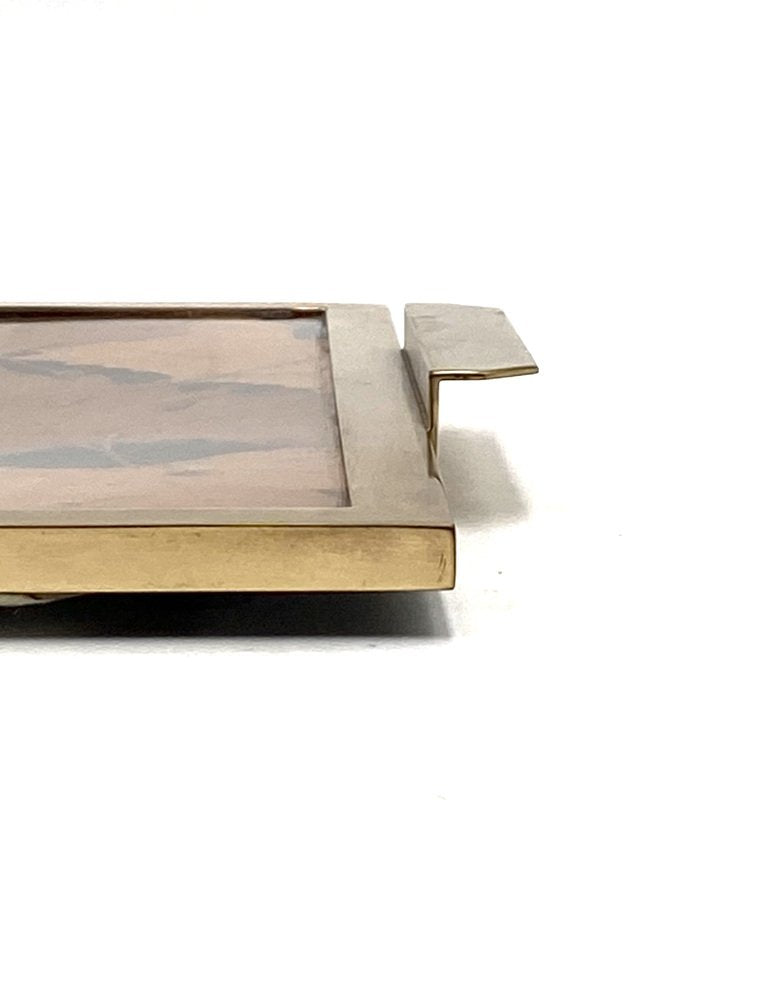 Hollywood Regency Brass and Leaves Resin Tray from Montagnani Firenze, Italy, 1970s