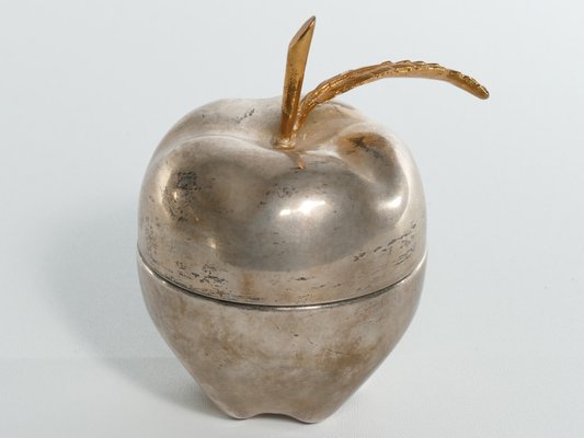 Hollywood Regency Brass and Metal Apple Bonbonniere-RUK-1758048