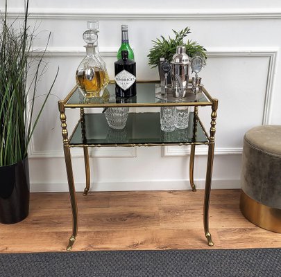 Hollywood Regency Brass and Smoked Glass Console Table by Milo Baughman, 1980s-EUP-1419044