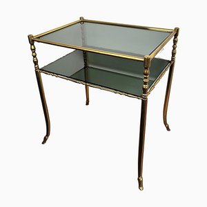 Hollywood Regency Brass and Smoked Glass Console Table by Milo Baughman, 1980s-EUP-1419044