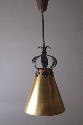 Hollywood Regency Brass Ceiling Lamp, 1950s-ESB-1376839