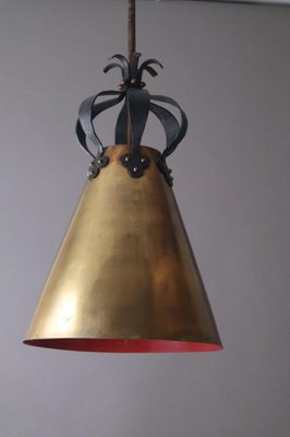 Hollywood Regency Brass Ceiling Lamp, 1950s-ESB-1376839