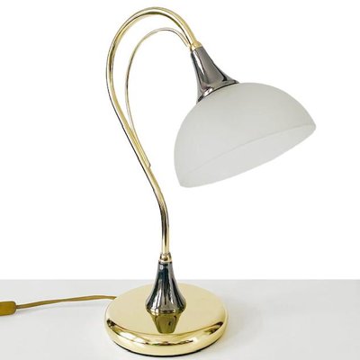 Hollywood Regency Brass Gooseneck Table Lamp-BMU-2026699