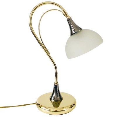 Hollywood Regency Brass Gooseneck Table Lamp-BMU-2026699