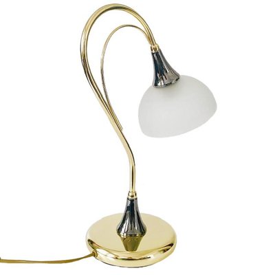 Hollywood Regency Brass Gooseneck Table Lamp-BMU-2026699