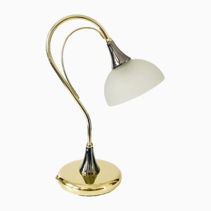 Hollywood Regency Brass Gooseneck Table Lamp-BMU-2026699