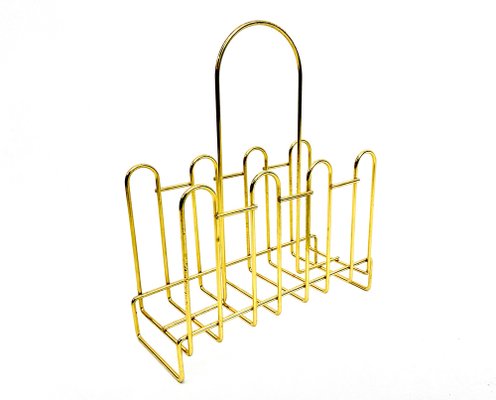 Hollywood Regency Brass Magazine Rack, 1970s-ZCY-1746372