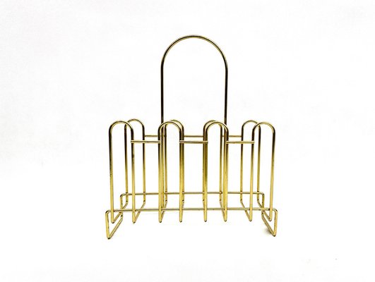 Hollywood Regency Brass Magazine Rack, 1970s-ZCY-1746372