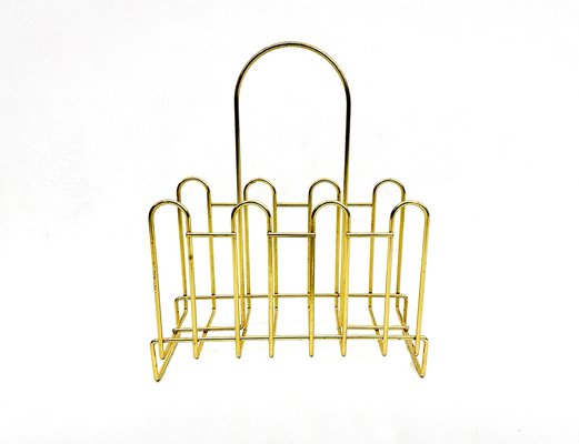 Hollywood Regency Brass Magazine Rack, 1970s-ZCY-1746372