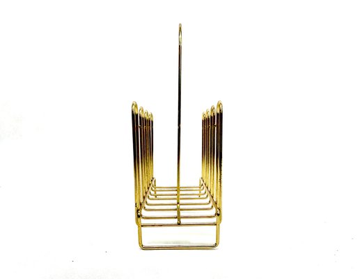 Hollywood Regency Brass Magazine Rack, 1970s-ZCY-1746372