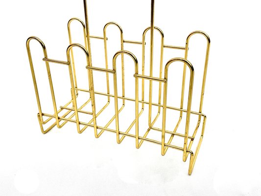 Hollywood Regency Brass Magazine Rack, 1970s-ZCY-1746372