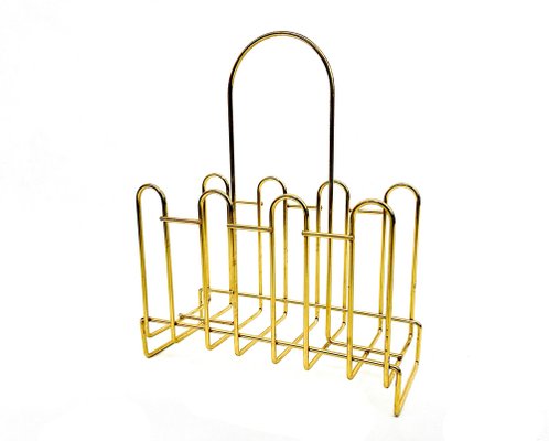 Hollywood Regency Brass Magazine Rack, 1970s-ZCY-1746372