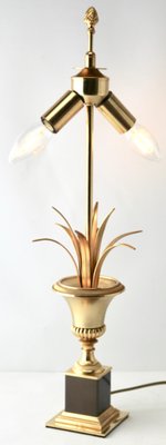 Hollywood Regency Brass Sculptural Palm Tree Table Lamp-MJY-1148760