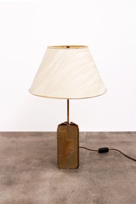 Hollywood Regency Brass Table Lamp with Shade, 1970s-EZZ-1047156