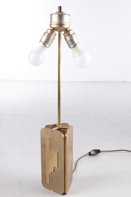 Hollywood Regency Brass Table Lamp with Shade, 1970s-EZZ-1047156