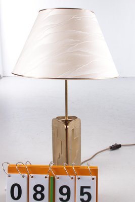 Hollywood Regency Brass Table Lamp with Shade, 1970s-EZZ-1047156