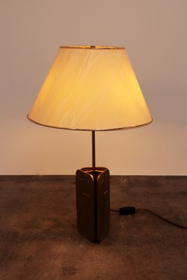 Hollywood Regency Brass Table Lamp with Shade, 1970s-EZZ-1047156