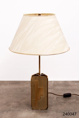 Hollywood Regency Brass Table Lamp with Shade, 1970s-EZZ-1047156