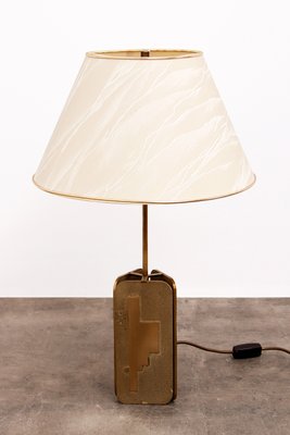 Hollywood Regency Brass Table Lamp with Shade, 1970s-EZZ-1047156