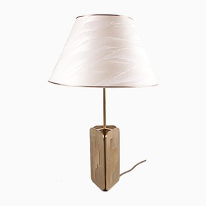 Hollywood Regency Brass Table Lamp with Shade, 1970s-EZZ-1047156