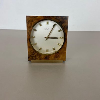 Hollywood Regency Brass & Walnut Table Clock from Kienzle, Germany, 1960s-QZ-1053196