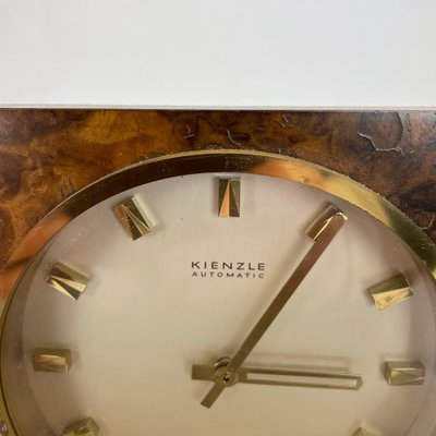 Hollywood Regency Brass & Walnut Table Clock from Kienzle, Germany, 1960s-QZ-1053196