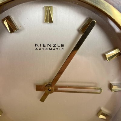 Hollywood Regency Brass & Walnut Table Clock from Kienzle, Germany, 1960s-QZ-1053196